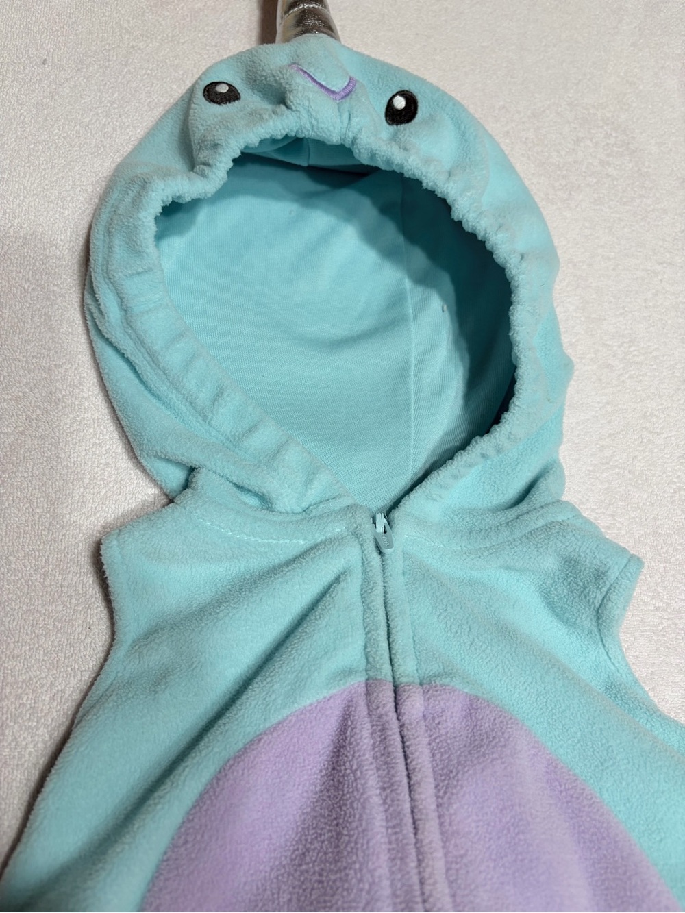 Carter's Aqua and Lavender Plush Hooded One-Piece
